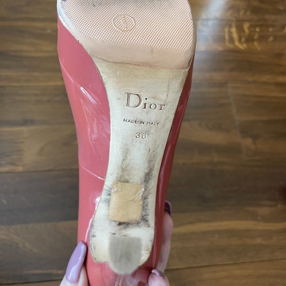 CHRISTIAN DIOR PATENT LEATHER MAUVE PINK PEEP TOE PLATFORM - Picture 4 of 4